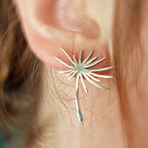 Dandelion Seed Drop Stud Earrings