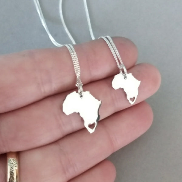 Africa with heart at bottom Pendant