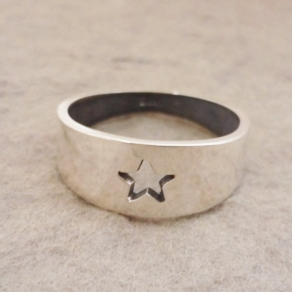 Sterling Silver handmade tapered Ring with Star cutout detail