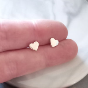 Sterling Silver Tiny Heart Stud Earrings