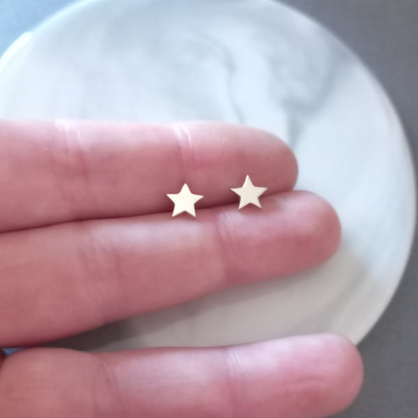 Sterling Silver Tiny Star Stud Earrings