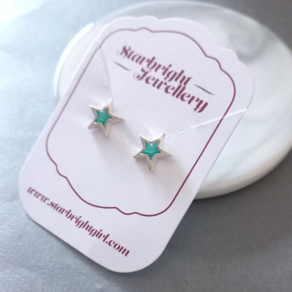 Sterling Silver Resin Star Stud Earrings