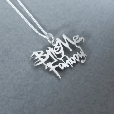925 sterling silver necklace pendant bite me, fanboy