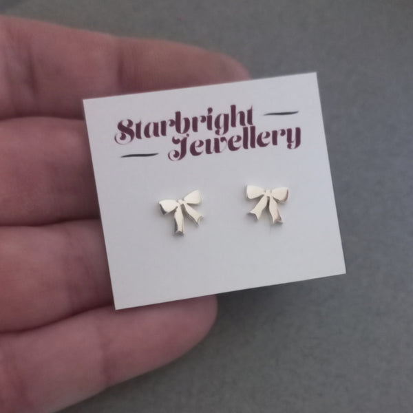 Sterling Silver Bow Stud Earrings