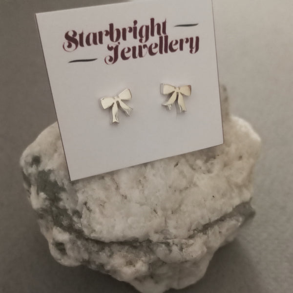 Sterling Silver Bow Stud Earrings