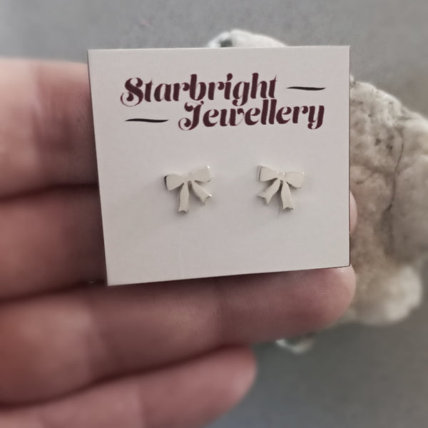 Sterling Silver Bow Stud Earrings