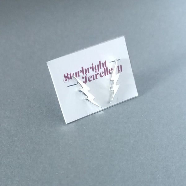 925 sterling silver lightening bolt earrings