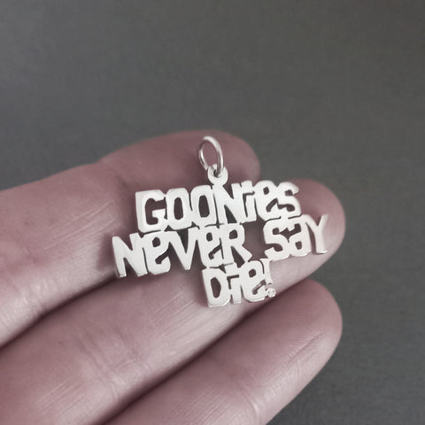 925 sterling silver necklace pendant goonies never say die!
