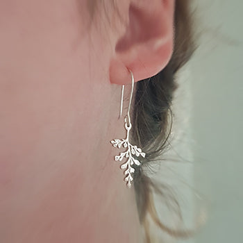 Sterling Silver Fern Drop Earrings