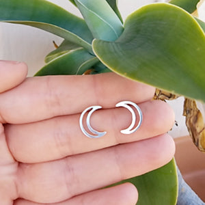 Crescent Moon Stud Earrings