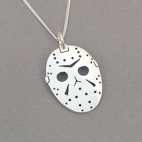 Hockey Mask Horror Pendant Sterling Silver