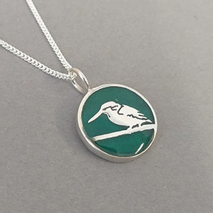 Kingfisher Sterling Silver Resin Pendant