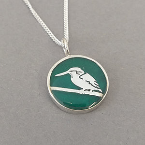 Kingfisher Sterling Silver Resin Pendant