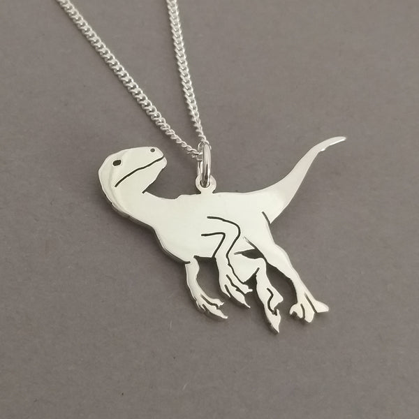 Velociraptor Sterling Silver Handmade Pendant