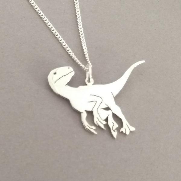 Velociraptor Sterling Silver Handmade Pendant