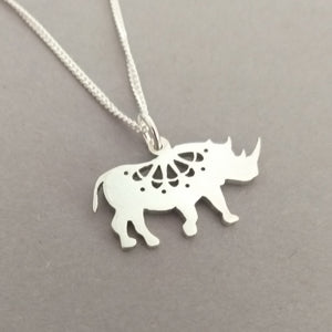 Lacy Rhino Sterling Silver Handmade Pendant