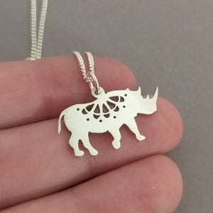Lacy Rhino Sterling Silver Handmade Pendant