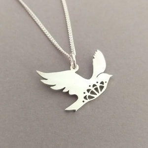 Lacy Birdie Sterling Silver Handmade Pendant