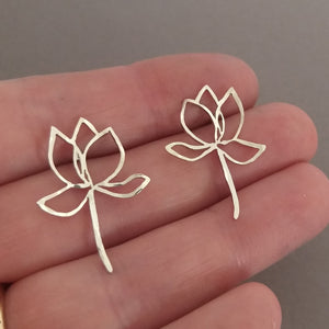 Textured Handmade Sterling Silver Cutout Flower Studs