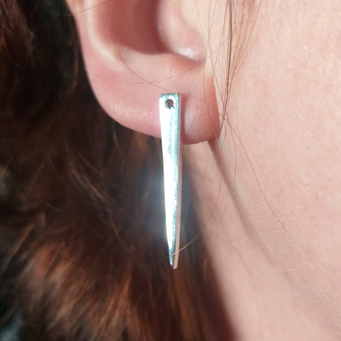 Pointed Bar Stud with Gemstone