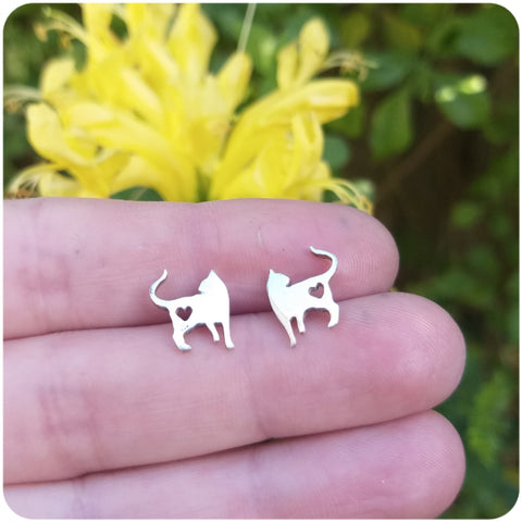 Cutest Kitty Heart Stud Earrings