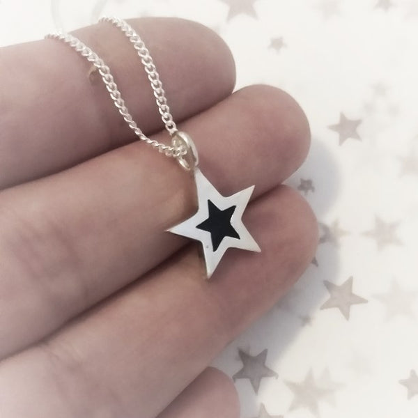 Simple Star Sterling Silver Resin Pendant