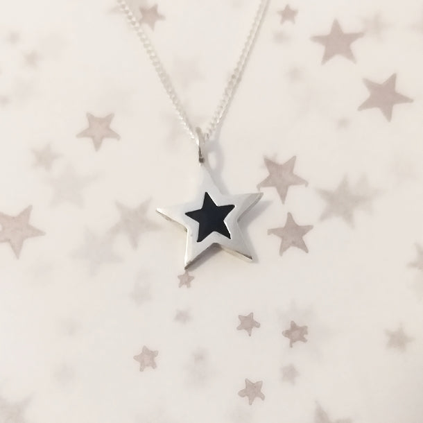 Simple Star Sterling Silver Resin Pendant