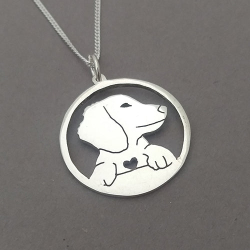 Dachshund in Circle Pendant on Chain