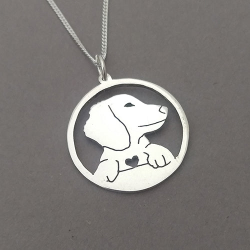 Dachshund in Circle Pendant on Chain