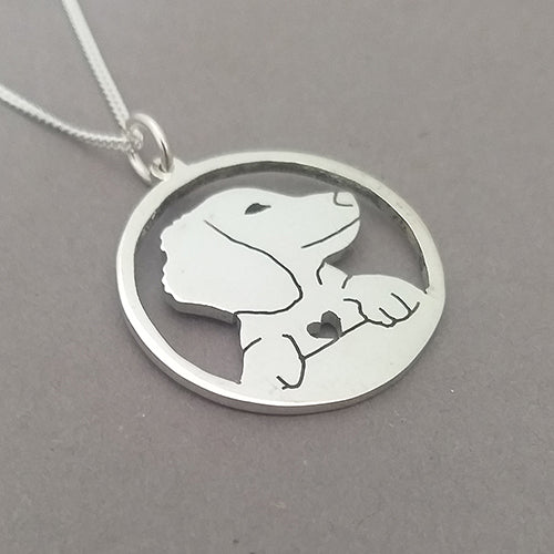 Dachshund in Circle Pendant on Chain