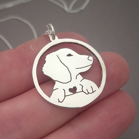 Dachshund in Circle Pendant on Chain