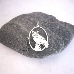 Oval Owl Pendant on Chain