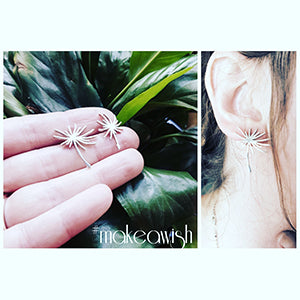 Dandelion Seed Drop Stud Earrings