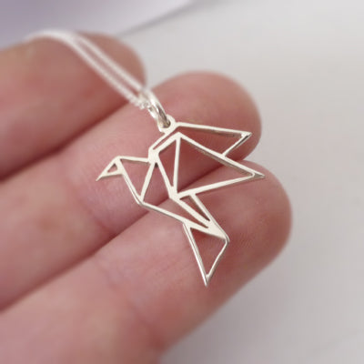 Origami Bird Pendant on chain