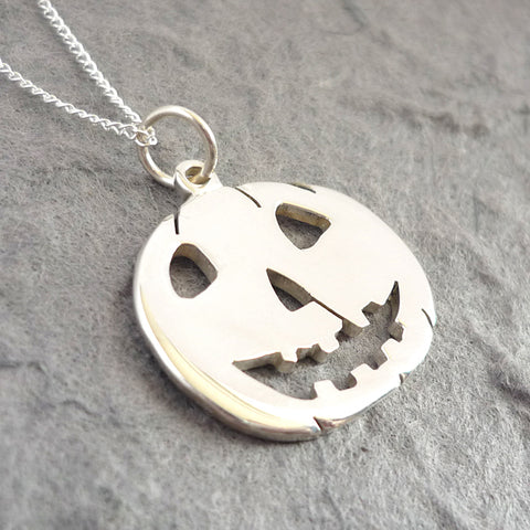 Sterling Silver Handmade Halloween Pumpkin Pendant