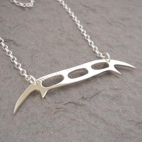 Sterling Silver Handmade Bat'leth Weapon Pendant