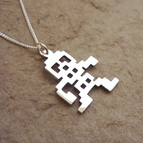 Old school Video Game Skeleton Pendant on chain