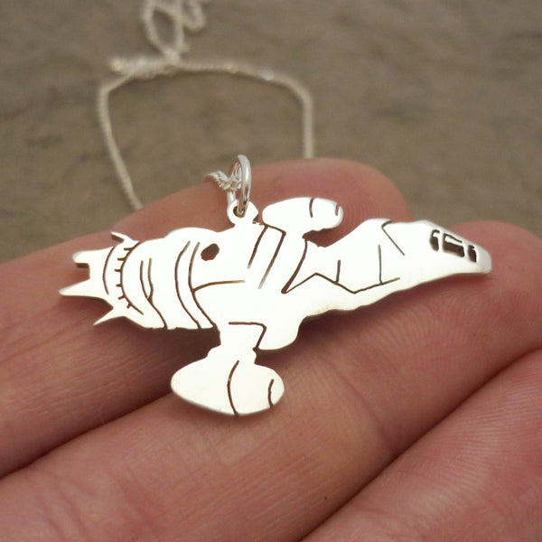 Firefly class Spaceship pendant - sterling silver on chain