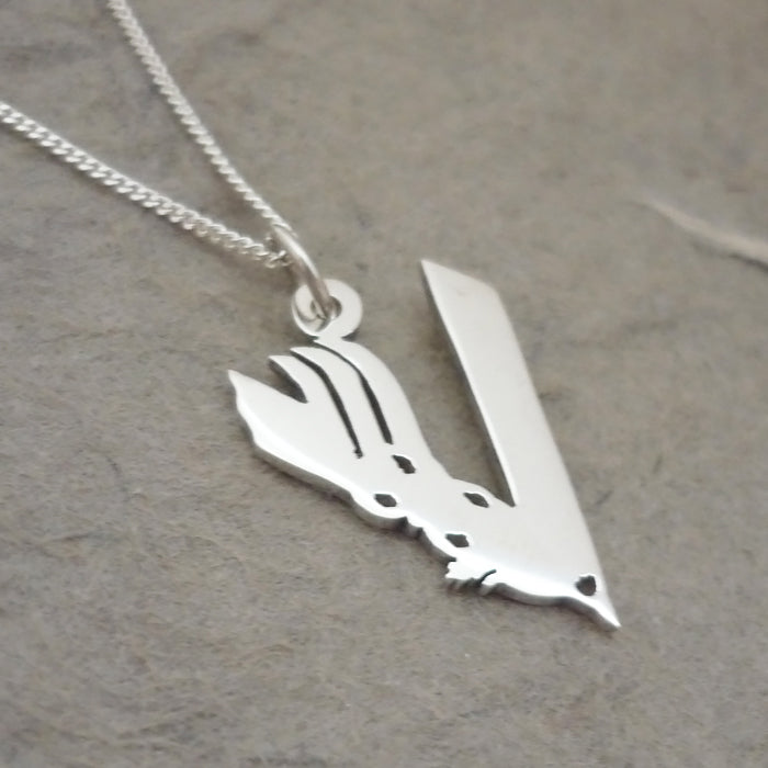 V is for... Sterling Silver Handmade Pendant on Chain