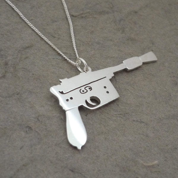 I shot first.. Handmade sterling silver pendant on chain