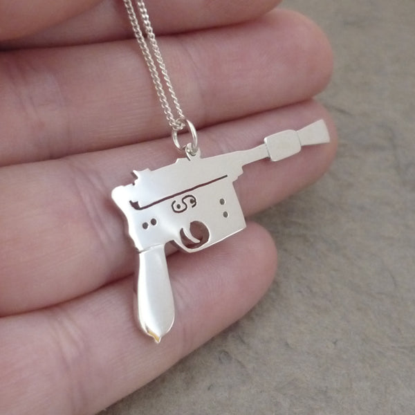 I shot first.. Handmade sterling silver pendant on chain