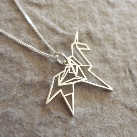 Origami Unicorn Sterling Silver Pendant