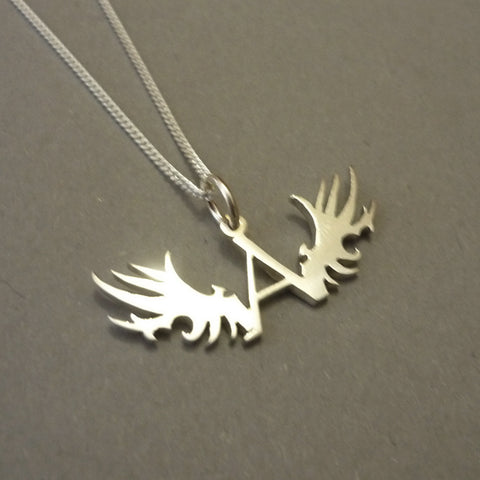 Angel and Wings Sterling Silver Pendant