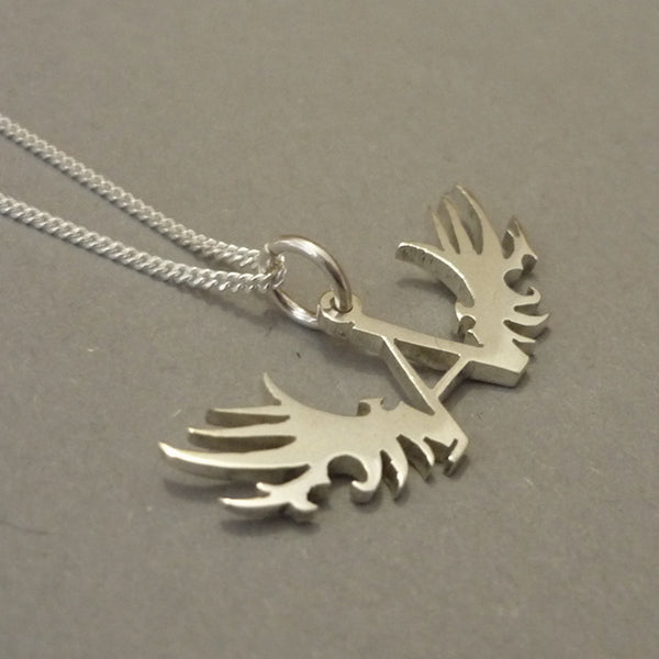 Angel and Wings Sterling Silver Pendant