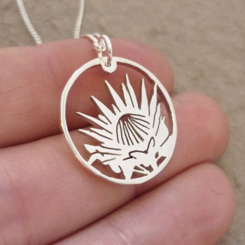 Protea in Circle Pendant on Chain