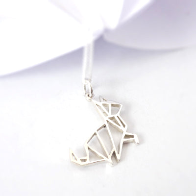 Origami Kitty Pendant on chain