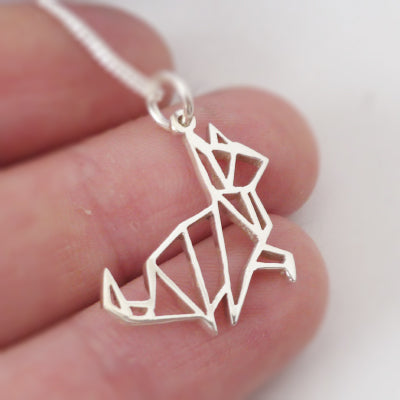 Origami Kitty Pendant on chain