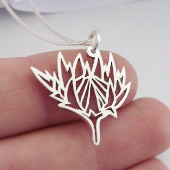Origami Protea Pendant on chain