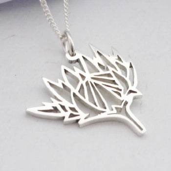Origami Protea Pendant on chain