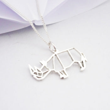 Origami Rhino Pendant on chain